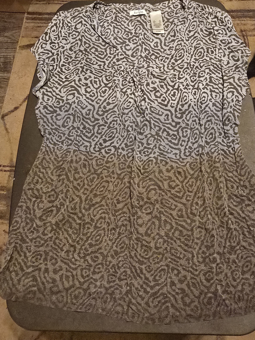 liz & co. Ombre Animal-Print Midi Dress in Blue And Black Size XL